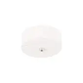 White canopy light fixture, cylindrical matte finish, circular base with recessed opening and three small indentations, minimalist modern design.