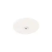 Recessed lighting canopy, white matte finish, circular shape with central silver socket and two screw holes for flush ceiling mount.