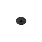 Black flushmount canopy, circular matte finish, centered design with cylindrical protrusion against a white backdrop.