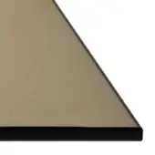 Bronze glass panel with beveled edges displayed on a white background, showing reflective surface and subtle tonal variations.