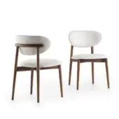 Superior Pacini & Cappellini Camilla chair with solid ash wood and neutral beige textile upholstery in a satin finish