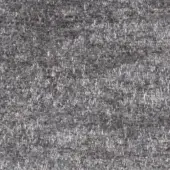 Gray woven fabric texture with granular appearance, irregular nubby weave, and vertical directionality; matte finish, beige and dark gray threads.