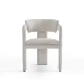 Superior Pacini & Cappellini Iris armchair with ash wood structure and soft, textured pale beige boucle fabric upholstery