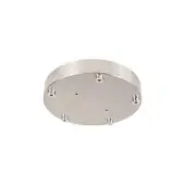 Brushed nickel round canopy for pendant lights, featuring six threaded posts evenly spaced around a minimalist, circular design.