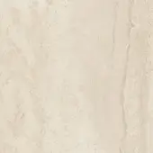 Travertine marble texture, creamy beige and light beige veins, vertical linear pattern with a porous, matte finish.