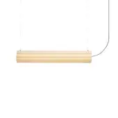 Elegant Miniforms Lucerama suspension lamp crafted in warm beige recycled PE with a wood-like matte finish