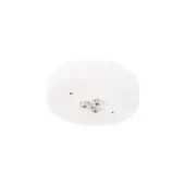 Ceiling light fixture, matte white finish, circular shape with visible silver screw mounts against a plain white backdrop.