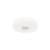Ceiling light, matte white finish, circular design with nine brushed silver cylindrical light heads arranged symmetrically from a central base.