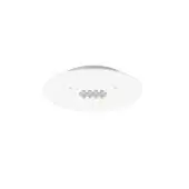 Recessed ceiling light, matte white finish, circular flush mount with linear array of LED lights and two visible screws.