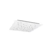 White square canopy showerhead with matte finish and circular nozzles, flush-mount design, identified as 36 pendants white square canopy.
