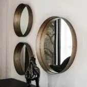 Exceptional Cattelan Italia Wish mirror set with curved frames in brushed bronze lacquered steel and reflective glass surfaces