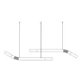 Linear chandelier black and white drawing, horizontal bars with curved rectangular fixtures, minimalist geometric design, model s2a – cantabrina.