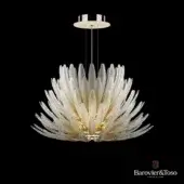 Exceptional Barovier&Toso Agave suspension lamp crafted in translucent white glass with pale gold accents and brilliant dew finish