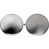 Chrome spheres, reflective and brushed finishes, plus sign between, product labels below, white background, studio lighting.