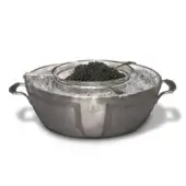 Elegant FORMITALIA Wayne Enterprises caviar holder crafted in pure silver satin with subtle logo engraving