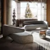 Distinguished Giorgetti Seidon Sofa Maserati Edition sofa upholstered in textured light gray bouclé textile with matte finish