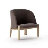 Elegant Costantini Pietro Cosmos lounge chair upholstered in dark brown fabric with light-toned wood legs and a sophisticated matt finish