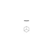 Webb ceiling lamp graphic, black lines, rectangular plane with hexagonal base, minimalist design, white background, diffused light.