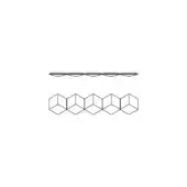 Webb Ceiling Lamp graphic, black linear modules, repeating diamond cutouts, geometric pattern, white background, contemporary design.