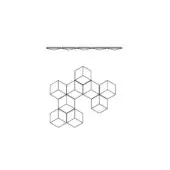 Webb ceiling lamp, black metal, hexagonal modules arranged in an asymmetrical cluster suspended from a horizontal framework.