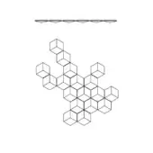 Webb ceiling lamp, black and white line drawing, modular cube arrangement with square platforms and asymmetrical branching form.