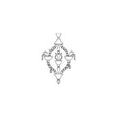 Chandelier arms line drawing, black and white, diamond framework with rounded floral elements and four cup-like fixtures.