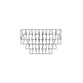 Clepsydra Ceiling Lamp, black and white line drawing, layered trapezoidal form with honeycomb geometric pattern.