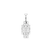 Clepsydra suspension lamp, metal, asymmetrical geometric shade with layered trapezoid and rectangle honeycomb structure, minimalist design.