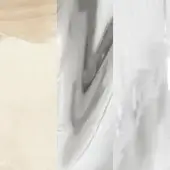 Color swatches displaying pale beige, grey and white swirl, and iridescent white tones against a neutral backdrop for material selection.