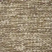 Beige and brown woven textile with irregular pattern, exhibiting a rough, nubby texture and dimensional horizontal-vertical thread structure.