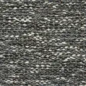 Charcoal gray tweed textile with flecks of light gray, off-white, and blue, displaying a dense, looped, irregular woven pattern and nubby texture.