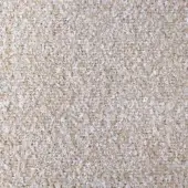 Teddy bouclé fabric in sand color, dense looped texture, warm neutral beige tone, subtle variations, soft plush surface, material sample closeup.