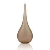 Teardrop vase, matte fume glass, slender neck, rounded base, studio lighting, white background, translucent material, diffused surface texture.