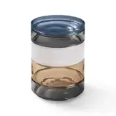 Exclusive Giorgetti Kromis side table/containers in layered transparent materials with bluish-grey, white, and amber tones crafted in Italy
