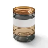 Captivating Giorgetti Kromis side table/containers in stacked transparent glass with amber and gray tints, glossy finish
