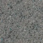 Etna lava stone texture with teal glass inclusions, dense granular surface, gray and brown mottled stone, glossy teal fragments.