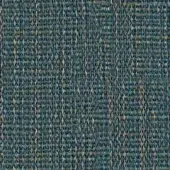 Teal blue woven textile sample with irregular pattern, muted gray threads, and burnt orange flecks; dense, nubby texture on light gray background.