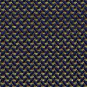Geometric textile pattern with interlocking navy, mustard, and reddish-brown angular shapes in a dense, regularly repeating grid weave.