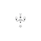Wall sconce, black line drawing, elongated vertical form with three curved arms and truncated cone shades, star mounting plate.