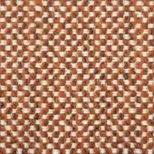 Textile sample 1140 paprika, checkerboard weave of off-white and reddish-brown, dense construction with textured, nubby yarn details.