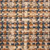 Textile 1137 rust, woven with rust orange, beige, and teal yarns in an irregular, dense pattern with a nubby texture.