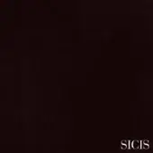 Dark brown fabric sample with a textured, granular weave and matte finish, displaying the “SICIS” brand name in serif typeface.
