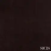 Sicis Nabuk Moka fabric sample, dark brown, short pile texture with mottled tone and subtle velvety appearance, brand name in lower right.