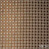 Sicis fabric texture, bronze mosaic tile pattern with geometric squares displaying intersecting lines, gradient beige to brown tones.