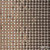 Sicis fabric, acaram gold textile with repeating geometric squares divided into triangular star shapes, bronze and cream tones.