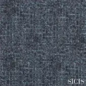 Sicis Eliodoro fabric swatch in navy blue displays a dense, woven tweed texture with heathered tones and subtle shimmering light blue threads.
