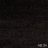 Sicis noctis obsidian fabric texture displaying a dense, matte black woven pattern with subtle peaks and valleys, featuring white SICIS branding.