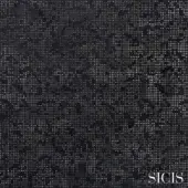 SICIS Sedatus Coal fabric texture displaying a dark charcoal gray mosaic of small square tesserae with subtle shimmer and matte finish.