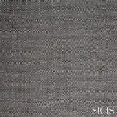 Black and gray woven fabric sample with a tweed-like texture, featuring the “SICIS” brand name in white lettering.