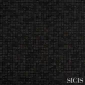 Sicis Cardea Dark Night fabric texture displays a dark gray and black mosaic of small square tesserae, with a subtle reflective quality.